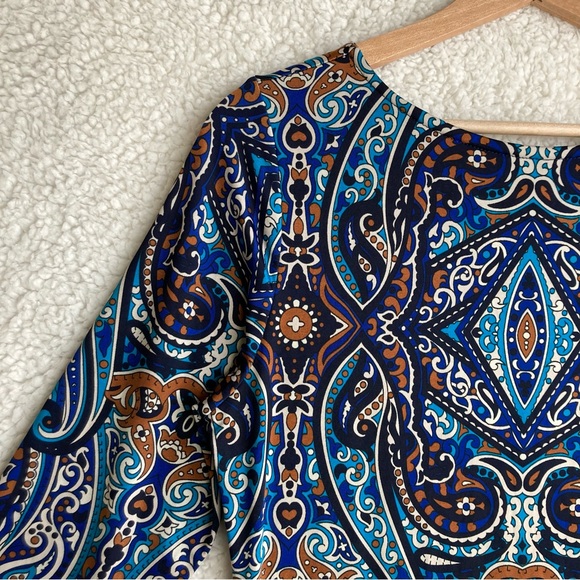 Gilli quarter length sleeves blue paisley print shift dress - Picture 14 of 15